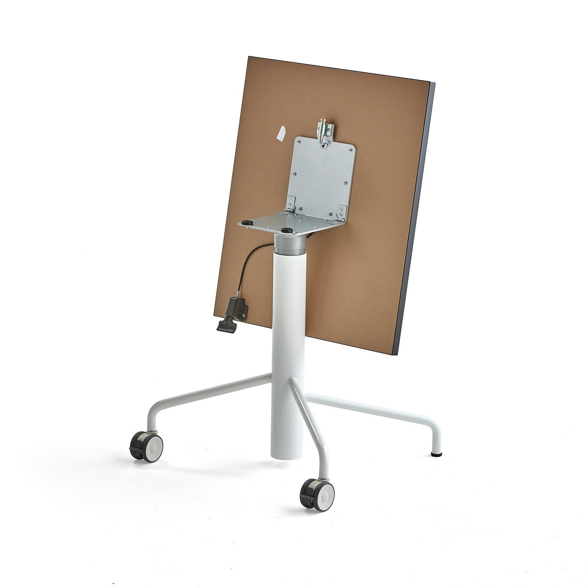 Sitstand desk ARISE, 600x700 mm, white frame, dark grey linoleum AJ