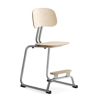 Classroom chair YNGVE, skid base, silver, birch, H 520 mm