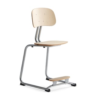 Classroom chair YNGVE, skid base, silver, birch, H 500 mm