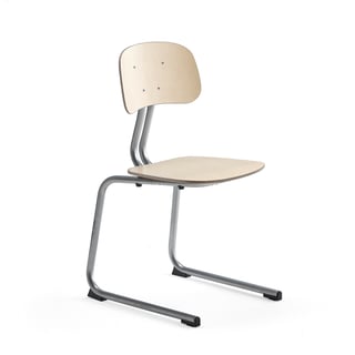 Classroom chair YNGVE, skid base, silver, birch, H 460 mm