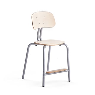 Skolēnu krēsls YNGVE, 4 kāju rāmis, augstums 530 mm, sudraba, bērzs