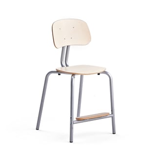 Školská stolička YNGVE, so 4 nohami, strieborná, breza, V 520 mm