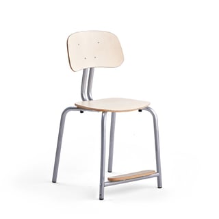 Skolēnu krēsls Yngve, 4 kāju rāmis, augstums 490 mm, sudraba, bērzs