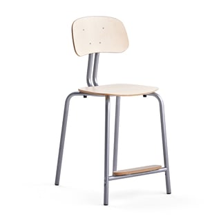 Školní židle YNGVE, 4 nohy, výška 610 mm, stříbrná/bříza