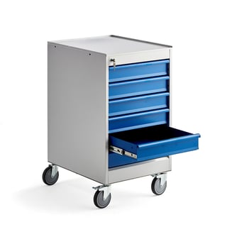 Industrial drawer unit SOLID, mobile, 6 drawers, 960x535x670 mm