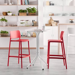 Zestaw mebli VARIOUS + RIO, stół i 2 czerwone krzesła barowe