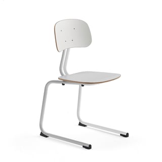 Mokyklinė kėdė YNGVE, H460mm, slidžių formos kojos, balta, balta