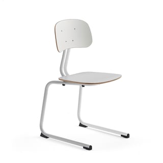 Classroom chair YNGVE, skid base, white, white, H 460 mm