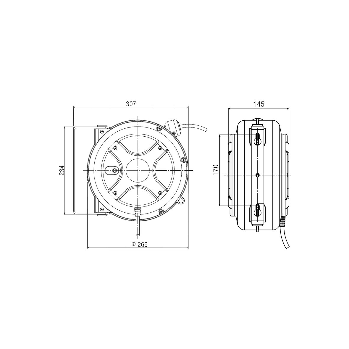 LuftdruckSchlauchtrommel, 7 Meter AJ Produkte