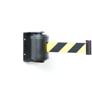 Belt barrier, 180°, L 4500 mm, black, yellow/black belt