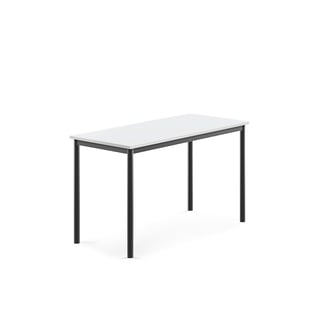 Pöytä BORÅS, 1200x600x720 mm, valkoinen laminaatti, antrasiitinharmaa