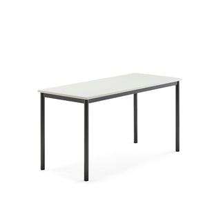Pöytä BORÅS, 1400x600x720 mm, valkoinen laminaatti, antrasiitinharmaa