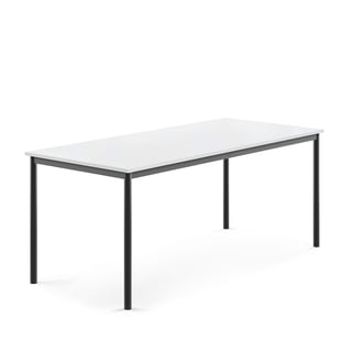 Pöytä BORÅS, 1800x800x720 mm, valkoinen laminaatti, antrasiitinharmaa