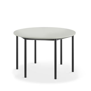 Desk BORÅS, round, Ø 1200x720 mm, grey laminate, anthracite