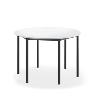 Desk SONITUS, round, Ø1200x760 mm, white laminate, anthracite