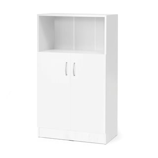 Kancelářská skříň FLEXUS, 1325x760x415 mm, dveře + 1 otevřená police, bílá