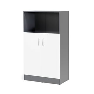Büroschrank FLEXUS mit 1 offenen Fach, 1325 x 760 x 415 mm, grau/weiß