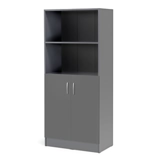 Office cabinet FLEXUS with 2 open shelves, 1725x760x415 mm, grey