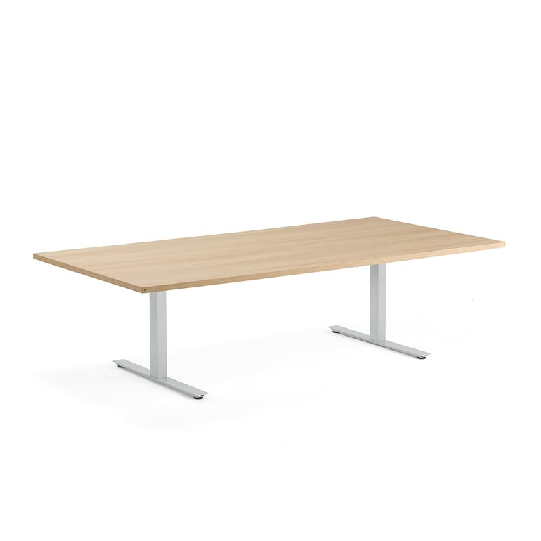 Standing conference table MODULUS, 2400x1200 mm, silver frame, oak | AJ ...