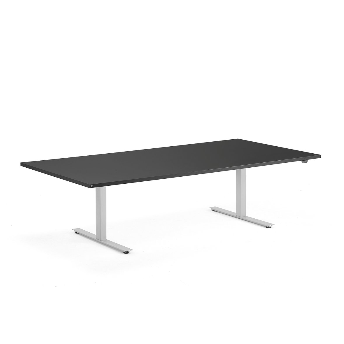 Standing conference table MODULUS, 2400x1200 mm, silver frame, black