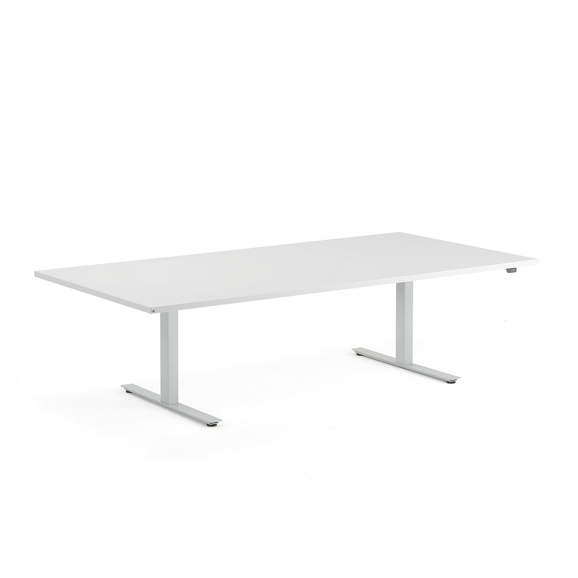 Standing conference table MODULUS, 2400x1200 mm, silver frame, white