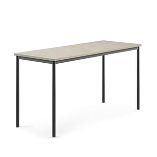 bord SONITUS, 1800x700x900 mm, antracitgråt stel, lyddæmpende linoleum, grå