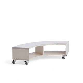 Mobile curved storage shelving RICO, 500x1500x375 mm, white