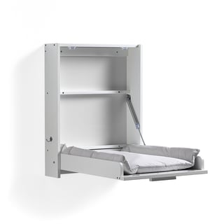 Wall-mounted changing table JOLLER including mattress, white