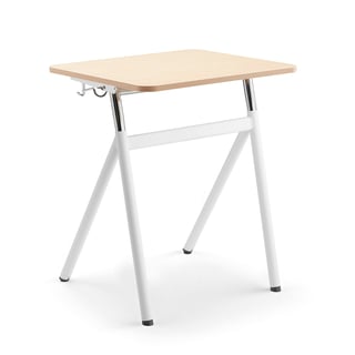 Sit-stand school desk ASCEND, birch laminate, white