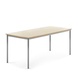 Desk BORÅS, 1800x800x720 mm, birch laminate, alu grey