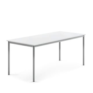 Desk BORÅS, 1800x800x720 mm, white laminate, alu grey