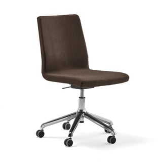 Mobile conference chair with active seat PERRY, brown fabric