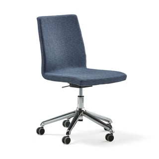 Mobile conference chair with active seat PERRY, blue grey fabric