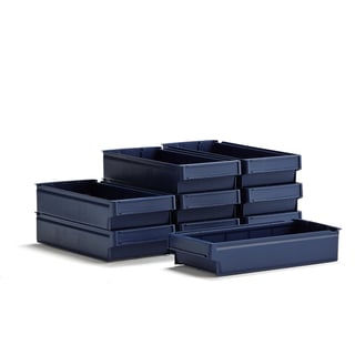 Úložné plastové boxy DETAIL, 500x230x100 mm, modré, 9 ks