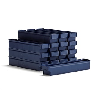 Sichtlagerkasten DETAIL, 600 x 115 x 100 mm, blau, 20 Stück/Packung