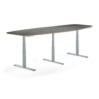 Konferencijski sto za stajanje AUDREY, 3200 x 1200 mm, silver ram, tamno siva ploča