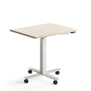 Mobilna po višini nastavljiva dvižna pisalna miza MODULUS, enostopenjsko podnožje, 800x600 mm, beli