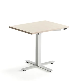 Schreibtisch MODULUS mit Säulengestell, 800 x 600 mm, weiß/Birke