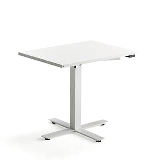 Skrivbord MODULUS, enpelarstativ, 800x600 mm,vitt stativ, vit