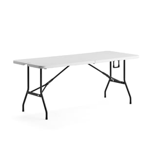 Składany stół plastikowy KLARA, 1800x750x745 mm, biały, czarny