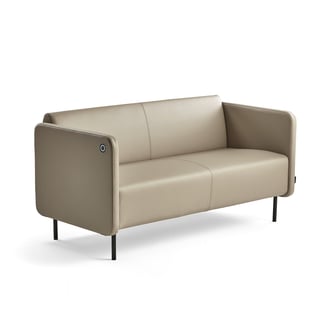 Sofa CLEAR mit USB-Ladeanschluss, 2,5-Sitzer, Kunstleder taupe
