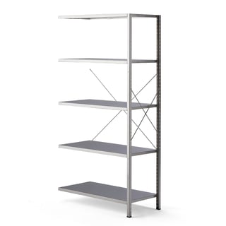 Stainless steel shelving PROOF, add-on unit, 2019x1040x500 mm
