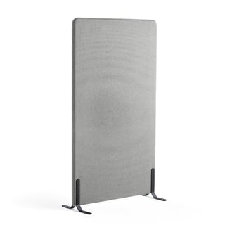 Ścianka podłogowa ZONE, 1700x1000x46 mm, tkanina Etna, czarne podstawy, jasnoszary