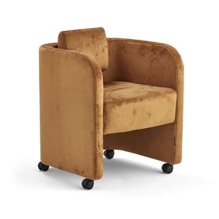 Fotelja COMFY, s kotačima, baršunasta tkanina, boje zlata