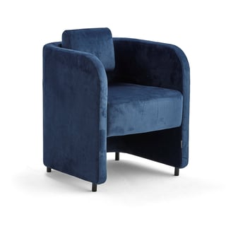 Fotelja COMFY, s nogama, baršunasta tkanina, plava