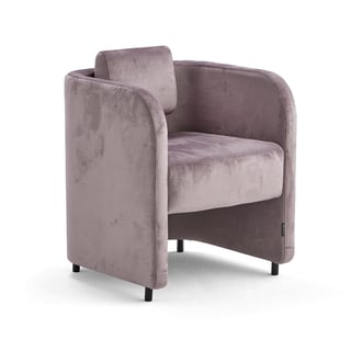 Fotelis Comfy, su kojelėm, aksomo audinys, šviesiai purpurinė