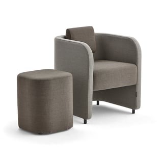 Möbelset COMFY: Armsessel & Stuhl mit Beinen, Wollbezug sand/braun