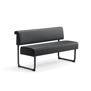 Sofa START, 1400 mm, kunstskinn, antrasitt/svart