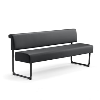 Sofa START, 1800 mm, kunstskinn, antrasitt/svart