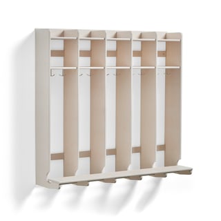 Cloakroom unit EBBA, wall mounted, 5 sections, white